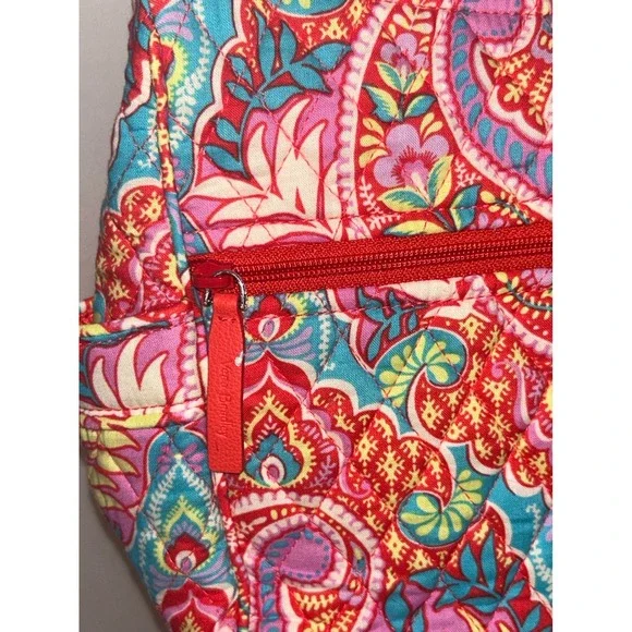 Vera Bradley Crossbody Diaper Bag Shoulder Paisley Floral Print Zip Front Pocket - Picture 3 of 14